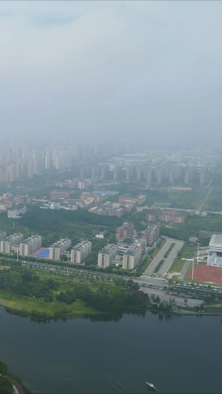 湖南株洲城市风光竖屏航拍