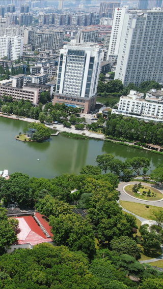 湖南株洲城市风光竖屏航拍