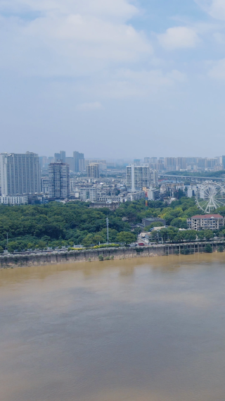 湖南株洲城市风光竖屏航拍