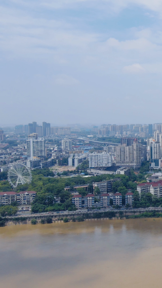 湖南株洲城市风光竖屏航拍