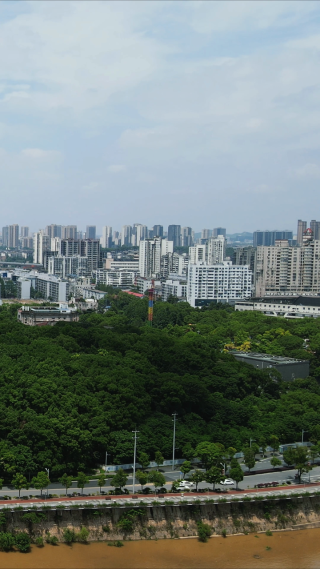 湖南株洲城市风光竖屏航拍