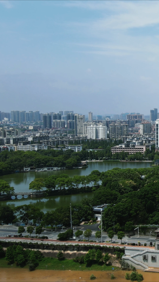 湖南株洲城市风光竖屏航拍