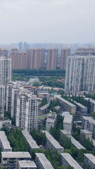 湖南株洲城市风光竖屏航拍