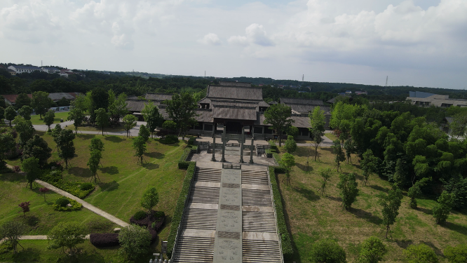 湖南汨罗屈子文化园4A景区航拍 