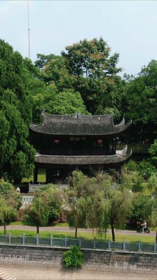 湖南洪江黔阳古城芙蓉楼竖屏航拍