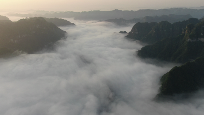 湖南湘西矮寨奇观德夯大峡谷云海航拍