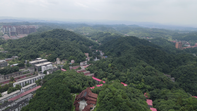 湖南益阳城市公园山川绿化植物航拍
