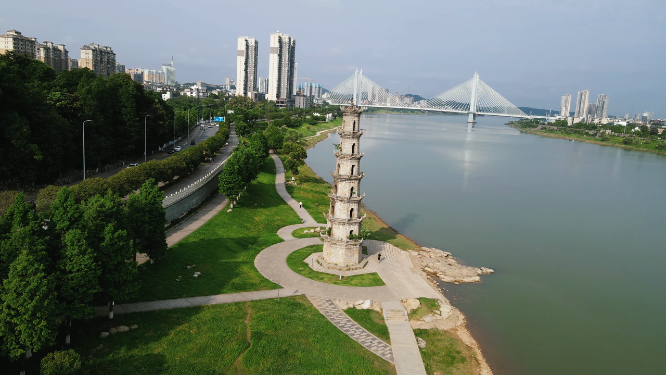 湖南益阳城市风光竖屏航拍