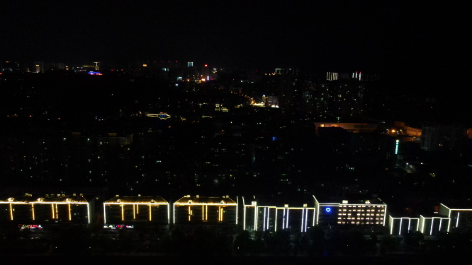湖南益阳资江两岸夜景灯光航拍
