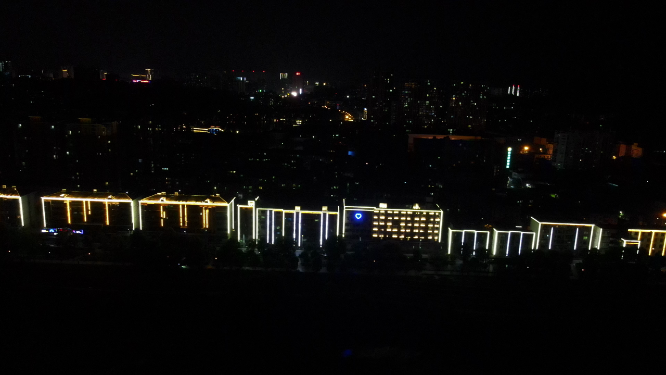 湖南益阳资江两岸夜景灯光航拍