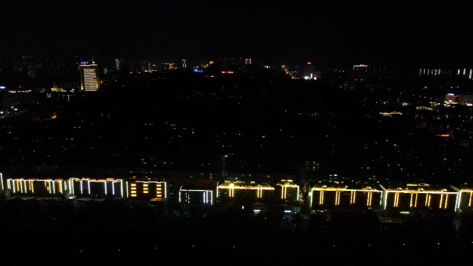 湖南益阳资江两岸夜景灯光航拍