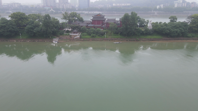 湖南衡阳东洲岛4A景区航拍 