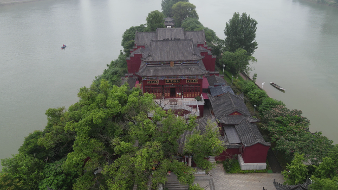 湖南衡阳东洲岛4A景区航拍 