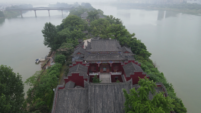 湖南衡阳东洲岛4A景区航拍 