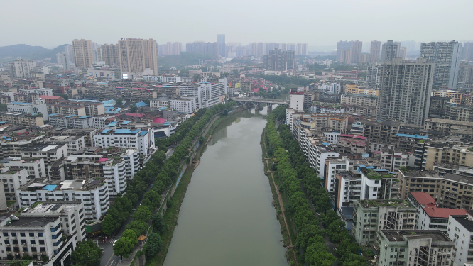 湖南邵阳资江风光航拍
