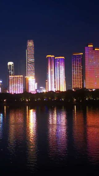 湖南长沙城市夜景灯光秀实拍 