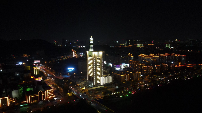 湖南长沙城市湘江橘子洲夜景灯光航拍