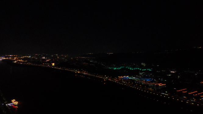 湖南长沙城市湘江橘子洲夜景灯光航拍