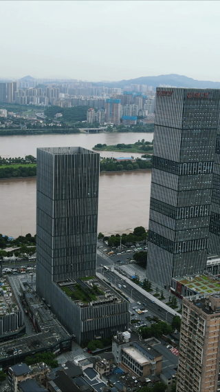 湖南长沙城市风光五一商圈竖屏航拍