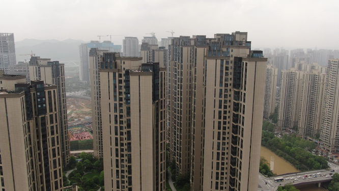 湖南长沙梅溪湖高楼建筑航拍