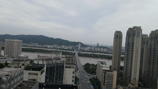 湖南长沙湘江橘子洲大桥航拍
