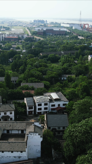 湖南长沙靖港古镇4A景区竖屏航拍