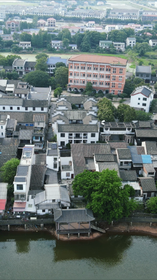 湖南长沙靖港古镇4A景区竖屏航拍