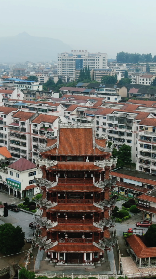 湖南靖州镇江阁竖屏航拍