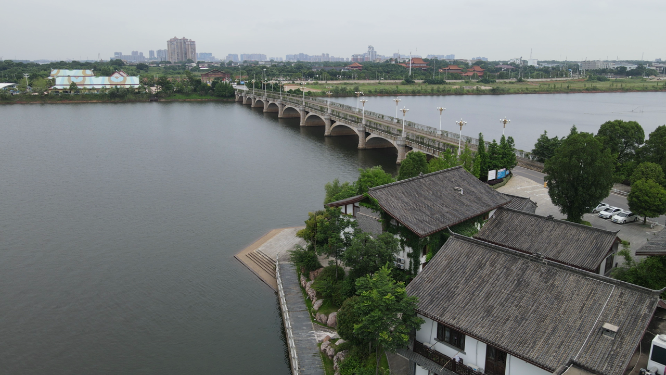 航拍湖南岳阳湘阴洋沙湖渔窑小镇 