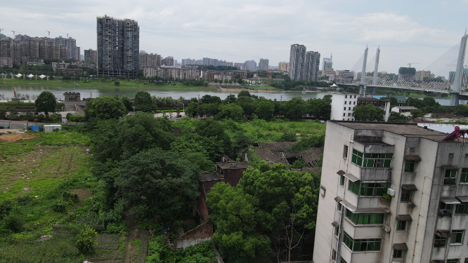 航拍湖南益阳资江龙洲大桥