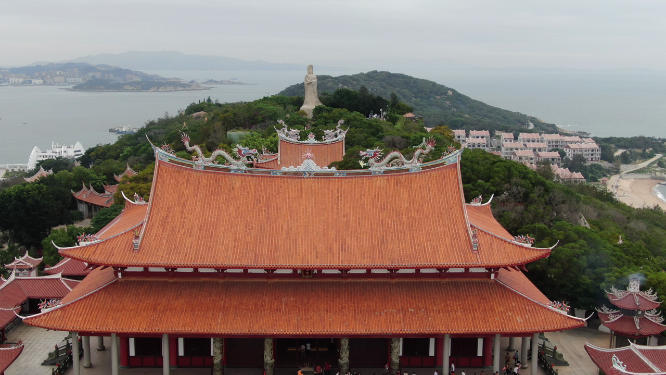 福建湄洲岛5A景区妈祖庙航拍
