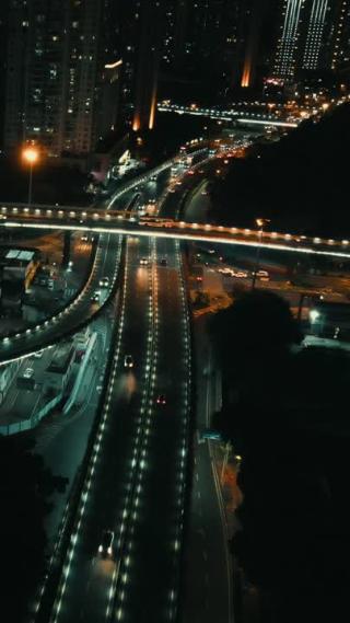 竖屏航拍福建厦门城市夜景