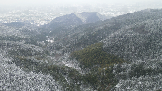 航拍冬天森林雪景