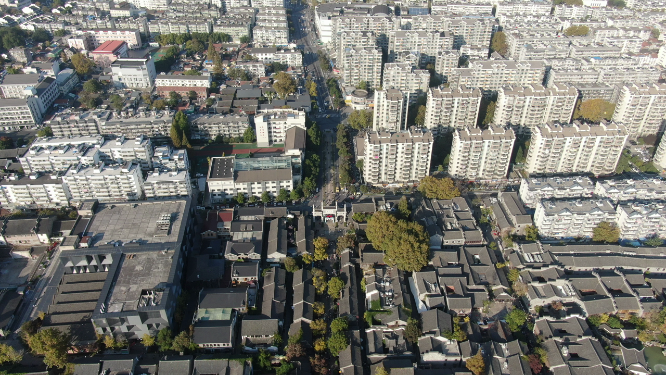航拍南京城墙老门东古建筑