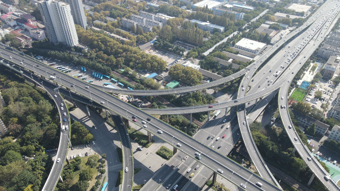航拍南京城市交通