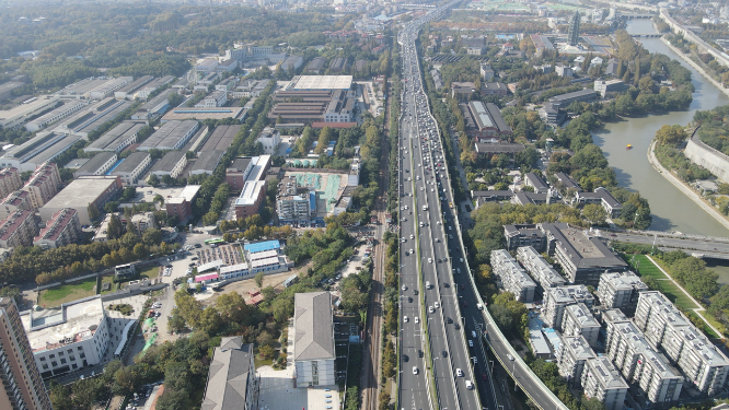 航拍南京城市交通