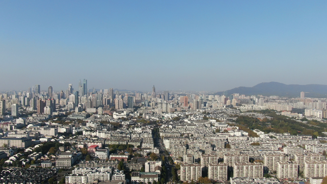 航拍南京城市高楼建筑新街口