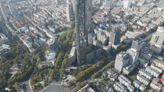 航拍南京紫峰大厦地标