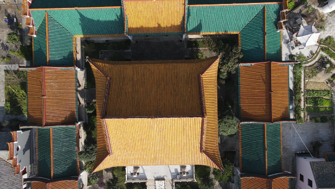 航拍南岳衡山朱陵宫古建筑历史文化