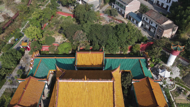 航拍南岳衡山朱陵宫古建筑历史文化