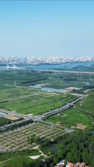航拍城乡结合部城市乡村