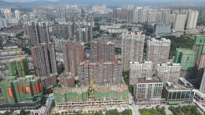 航拍城市商业住宅小区