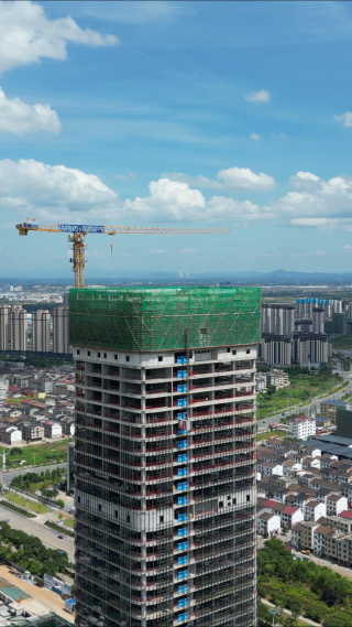 航拍城市建设房地产施工高楼