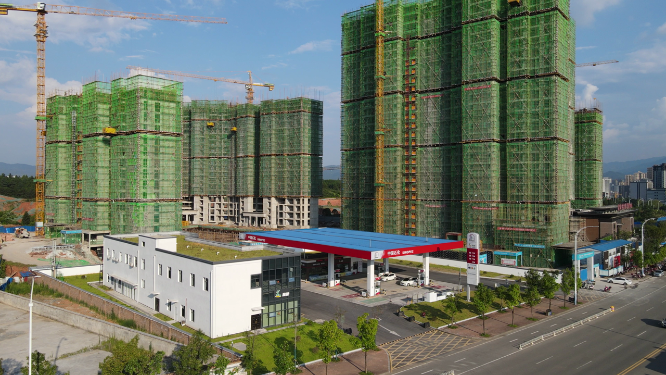 航拍城市房地产施工工地
