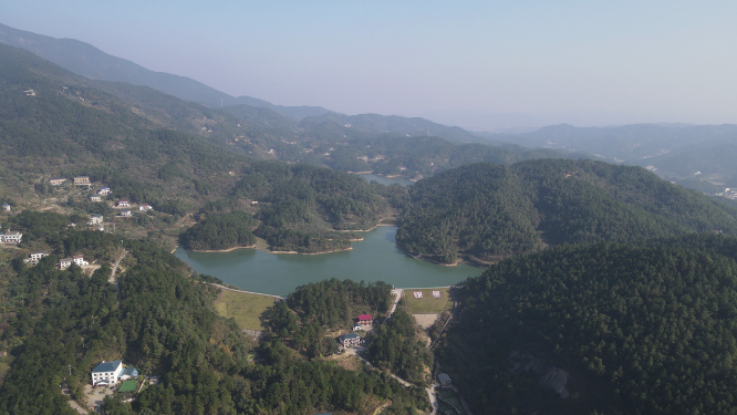 航拍大山水库南岳衡山