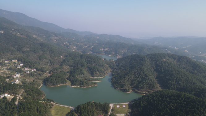 航拍大山水库南岳衡山