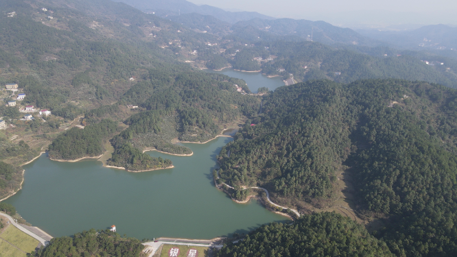 航拍大山水库南岳衡山