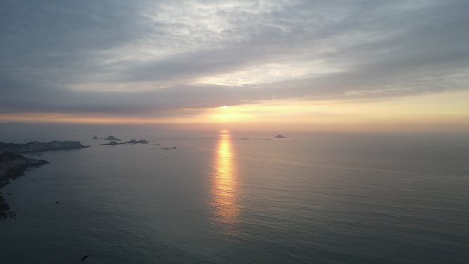航拍大海日出彩霞航拍