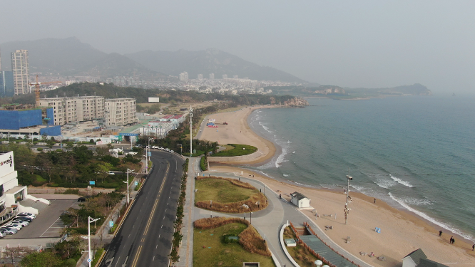航拍大海海浪沙滩礁石