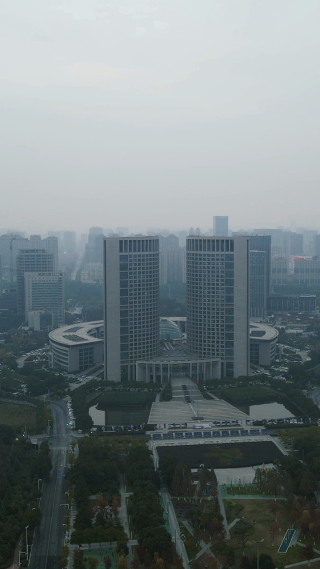航拍安徽合肥市政务中心广场合肥市政府